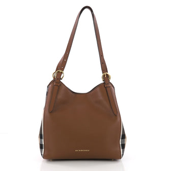 Burberry Canterbury Tote Leather and House Check Canvas Small 3657302