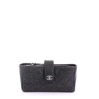 Chanel Phone Holder Clutch Quilted Glitter Caviar Black 3657601