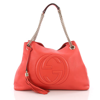 Gucci Soho Chain Strap Shoulder Bag Leather Medium Red 3658102