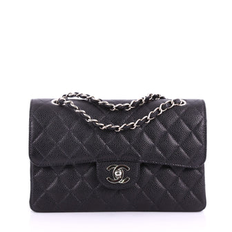 Chanel Vintage Classic Double Flap Bag Quilted Caviar Small 3658201