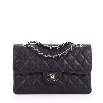 Chanel Vintage Classic Double Flap Bag Quilted Caviar Small 3658201