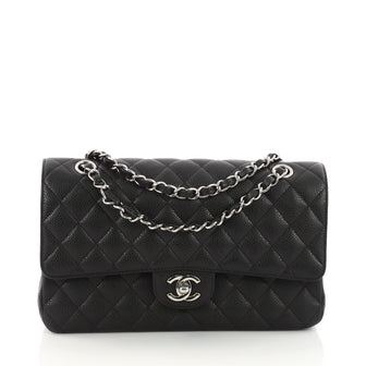 Chanel Vintage Classic Double Flap Bag Quilted Caviar Medium 3659501