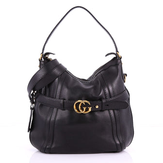 Gucci GG Running Hobo Leather Medium - Designer Handbag Black 3661201