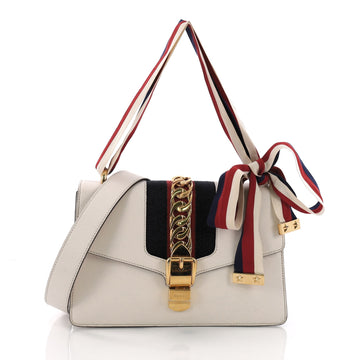 Gucci Sylvie Shoulder Bag Leather Small - Designer Handbag White 3662410