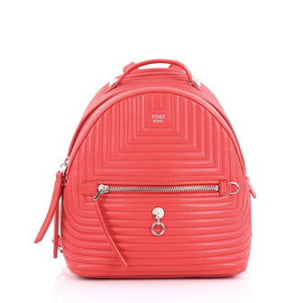 Fendi DotCom Backpack Quilted Leather Mini Red 3662416