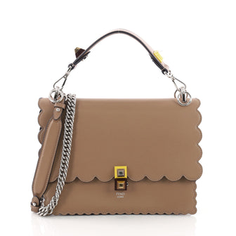 Fendi Kan I Handbag Leather Medium Brown 3662709