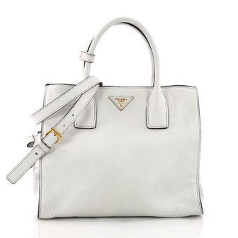 Prada Twin Shopping Tote Vitello Daino Medium White 3662711