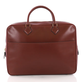 Hermes Plume Dog Bag Box Calf 38 Brown 3662725