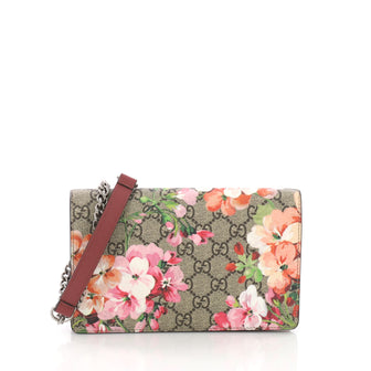 Gucci Chain Wallet Blooms Print GG Coated Canvas Brown 3662733