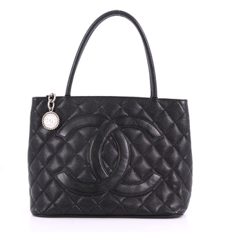  Chanel Medallion Tote Quilted Caviar Black 3663004