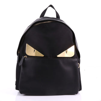 Fendi Monster Backpack Nylon with Leather Large Black 3663011