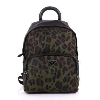 Prada Front Pocket Backpack Printed Tessuto Medium Green 3663901