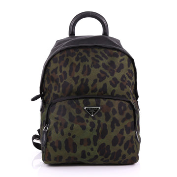 Prada Front Pocket Backpack Printed Tessuto Medium Green 3663901