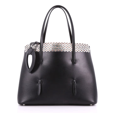 Alaia Open Tote Grommet Embellished Leather Medium Black 3664701