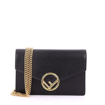 Fendi Kan I F Wallet On Chain Leather Black 3667402