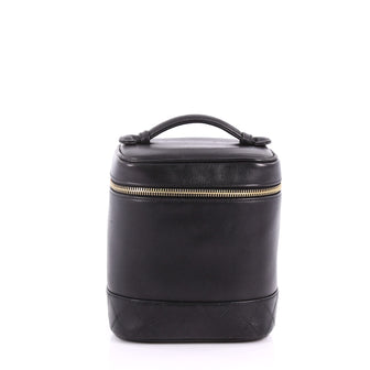 Chanel Vintage Cosmetic Case Lambskin Tall  Black 36686/28