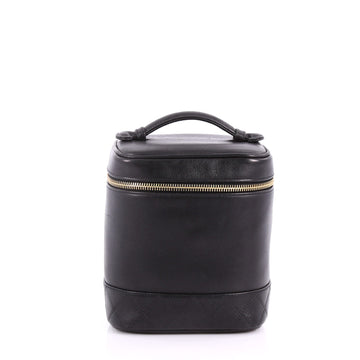 Chanel Vintage Cosmetic Case Lambskin Tall  Black 36686/28