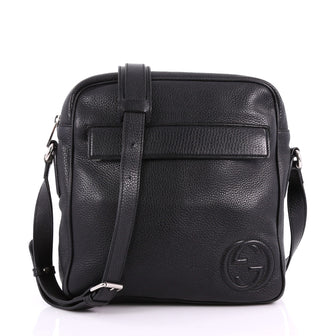 Gucci Soho Front Pocket Messenger Bag Leather Medium Black 3668633