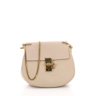 Chloe Drew Crossbody Bag Leather Small - Designer Handbag Neutral 3668636