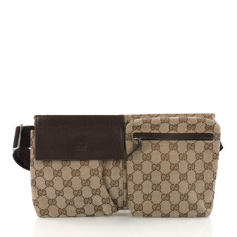 Gucci Vintage Double Belt Bag GG Canvas Brown 3669408