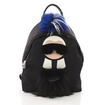 Fendi Karlito Backpack Nylon with Fur Large Black 3669414