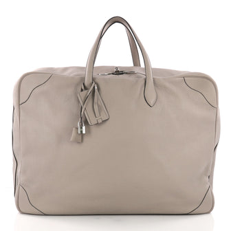 Hermes Victoria II Travel Bag Clemence 50 Gray 3669417