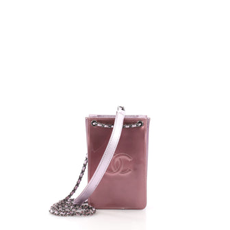 Chanel CC Phone Holder Crossbody Bag Patent Purple 3669421