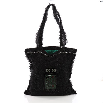 Chanel Black Shopping Tote Embellished Tweed Large Black 36694/25