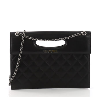 Chanel Delivery Cutout Handle Bag Quilted Lambskin Large Black 3669426