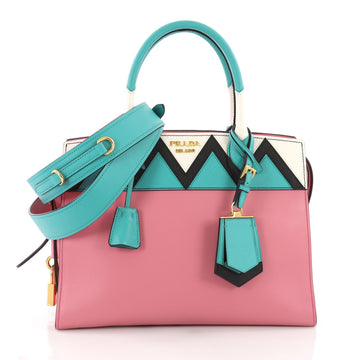 Prada Esplanade Handbag Greca Saffiano with City Calf Medium Pink 3669435