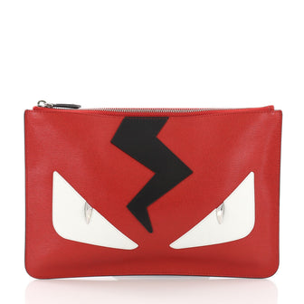 Fendi Monster Pouch Leather Medium Red 3669441