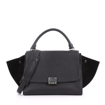 Celine Trapeze Handbag Leather Small Black 3669449