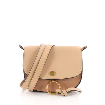Chloe Kurtis Shoulder Bag Leather and Suede Mini Neutral 3669459