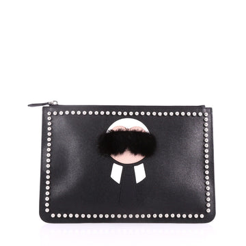 Fendi Karlito Pouch Studded Saffiano Leather Medium 3669461