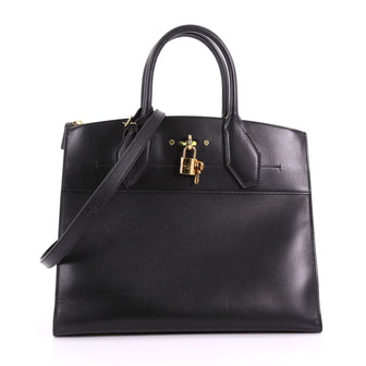Louis Vuitton City Steamer Handbag Leather MM Black 3669467