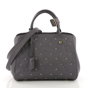 Louis Vuitton Montaigne Handbag Studded Monogram Empreinte Leather BB Blue 3669475