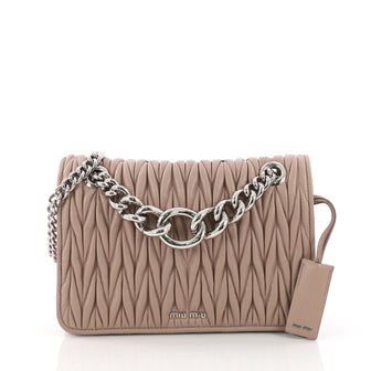 Miu Miu Club Shoulder Bag Matelasse Leather Medium Pink 3669483