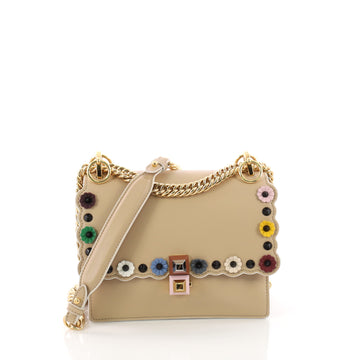 Fendi Kan I Handbag Embellished Applique Leather Small 3669487