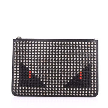 Fendi Monster Pouch Studded Leather Medium Black 3669491