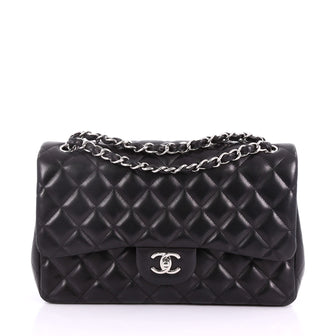 Chanel Classic Double Flap Bag Quilted Lambskin Jumbo Black 3670201