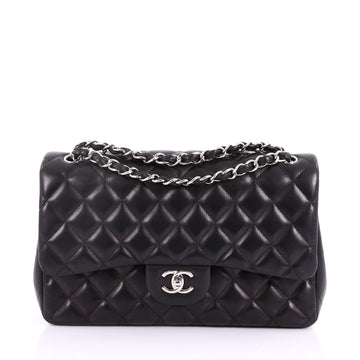 Chanel Classic Double Flap Bag Quilted Lambskin Jumbo Black 3670201