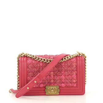Chanel Boy Flap Bag Quilted Ribbon and Tweed with Leather Old Medium Pink 3671201