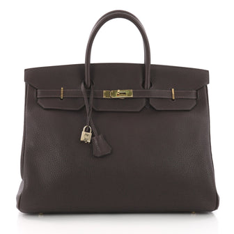 Hermes Birkin Handbag Brown Fjord with Gold Hardware 40 3671301