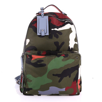 Valentino Camouflage Backpack Nylon and Leather Large 3671522