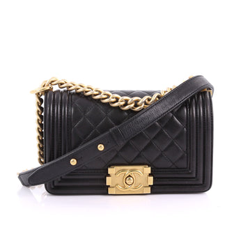 Chanel Boy Flap Bag Quilted Lambskin Small Black 3671528