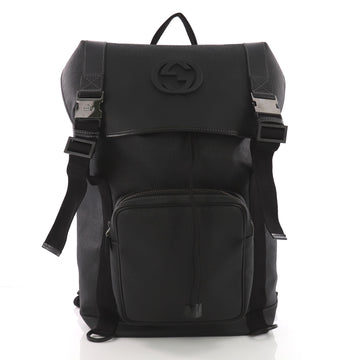 Gucci Interlocking G Backpack Coated Canvas Large Black 3672201
