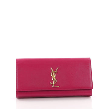 Saint Laurent Classic Monogram Clutch Leather Long Pink 3673103