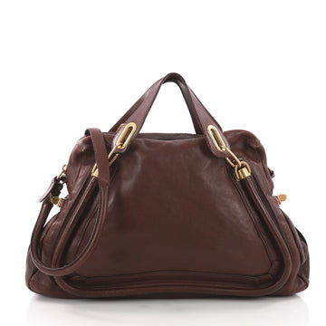 Chloe Paraty Top Handle Bag Leather Large Brown 3674109