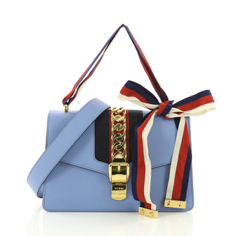 Gucci Sylvie Shoulder Bag Leather Small Blue 3674413