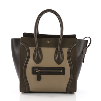 Celine Tricolor Luggage Handbag Leather Micro Green 3674414